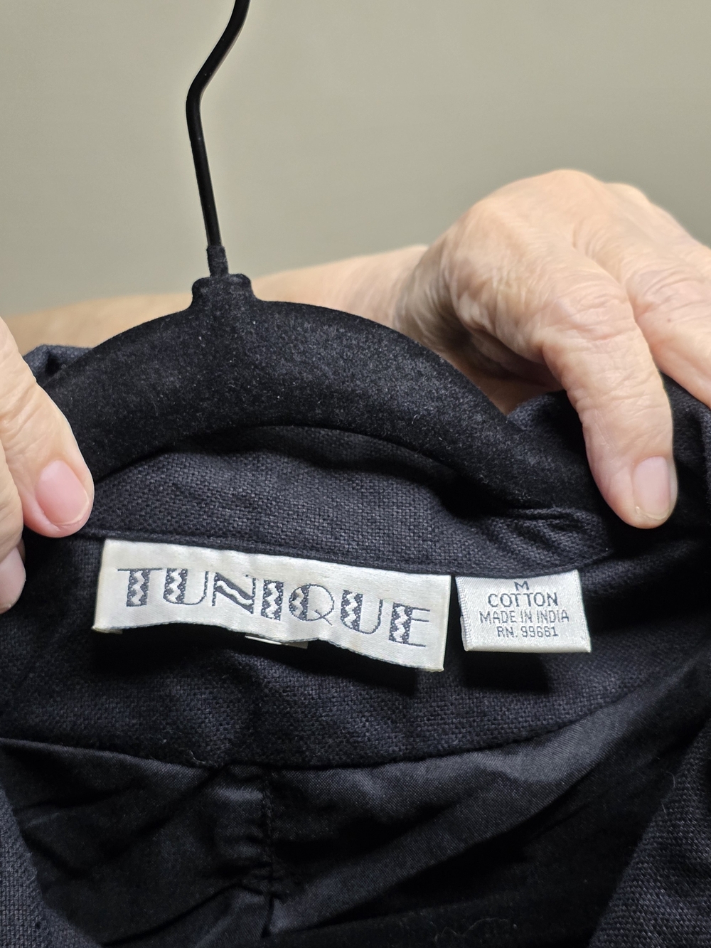 Tunique Black Cotton JACKET - Medium - Picture 3 of 3